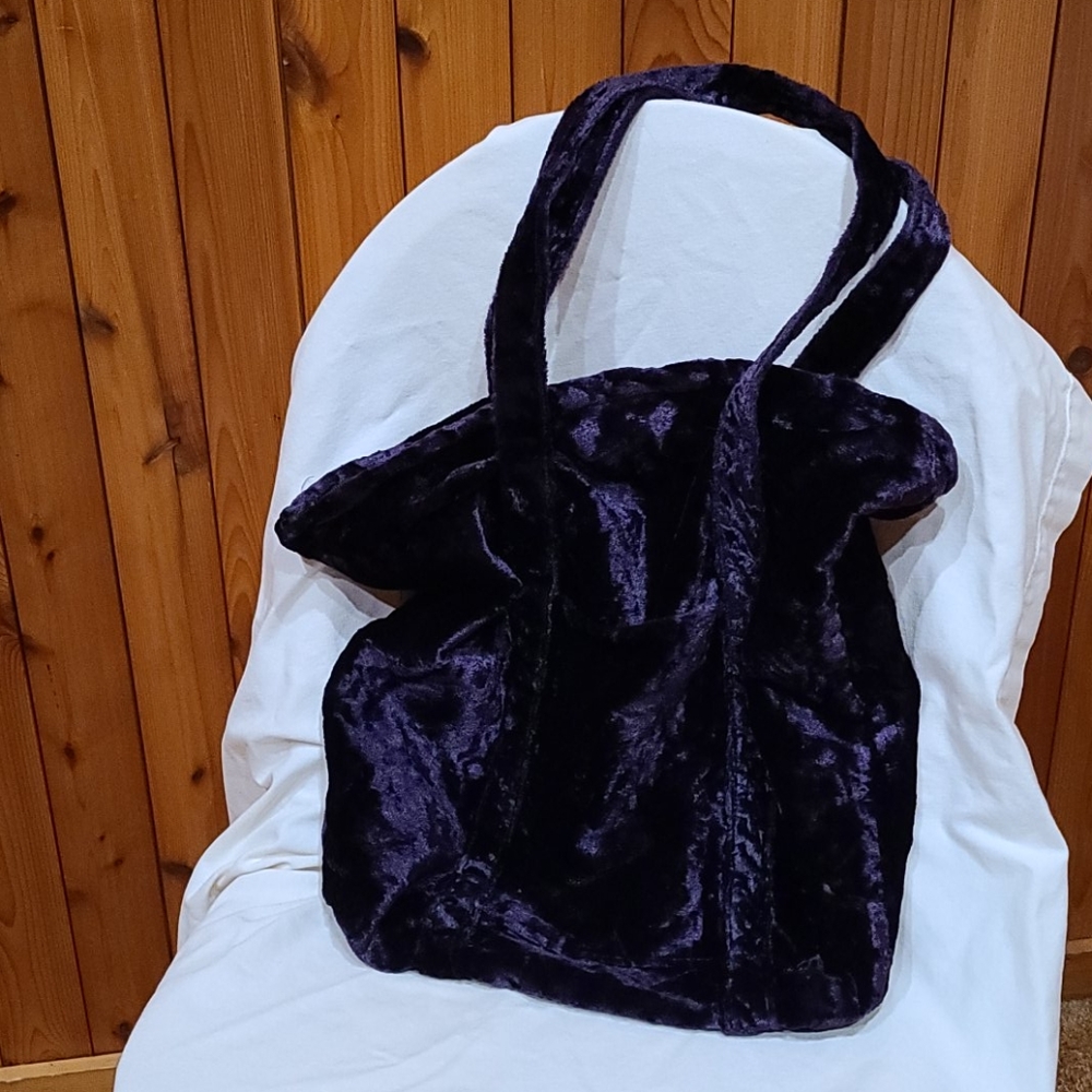 Unique Violet Crushed Velvet Tote Bag